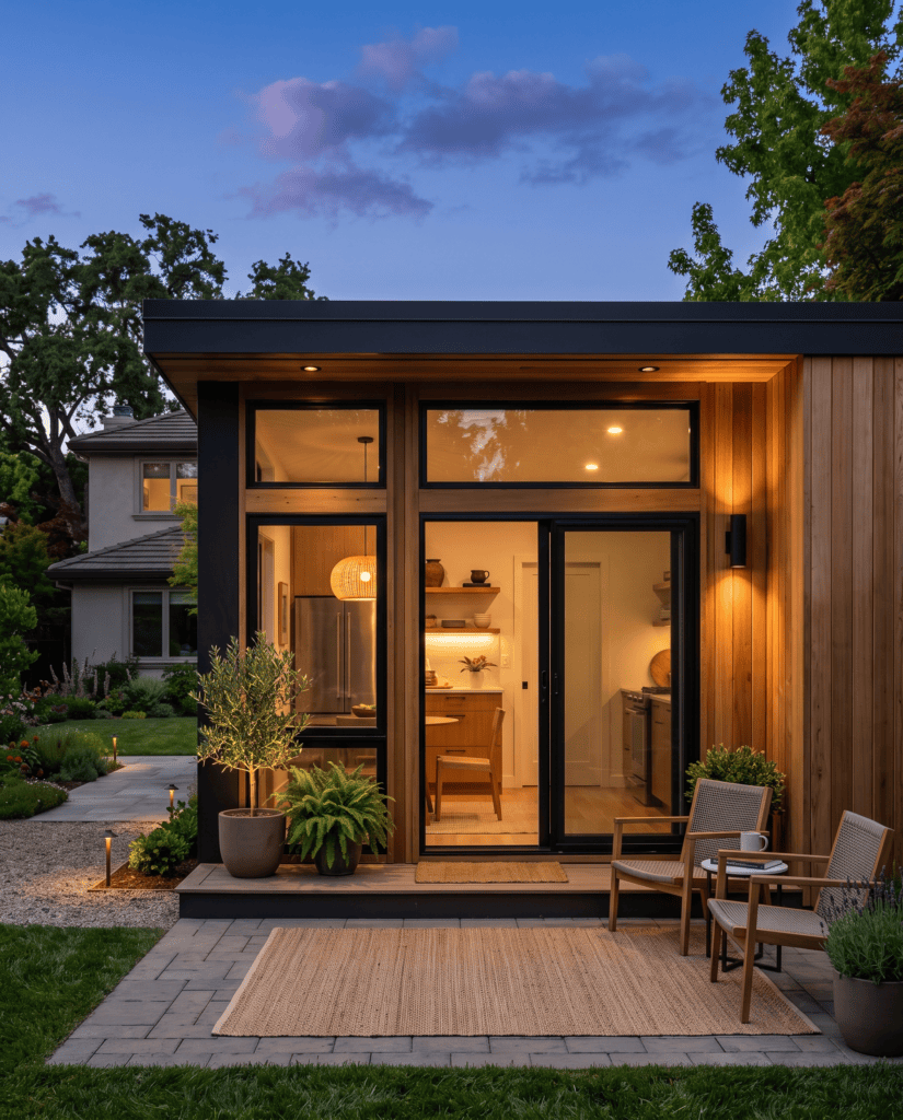 Modern prefab ADU in a California backyard built by Struxa