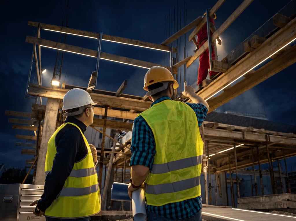 Crew assembling the SIPs structure of a new home