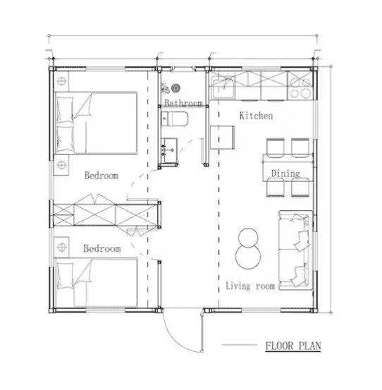 ADU floor plan drawing prepared for a California permit set