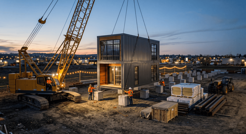 How Long Does It Take to Build an ADU in California? A Realistic Timeline 2 Site preparation and module installation for a backyard ADU